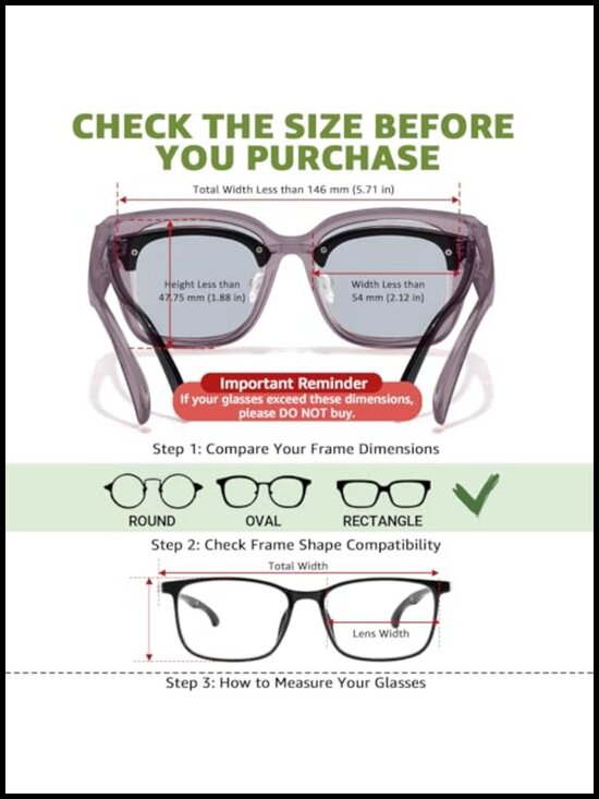 Polarized Fit Over Sunglasses Oversized Square UV Protection main image 5